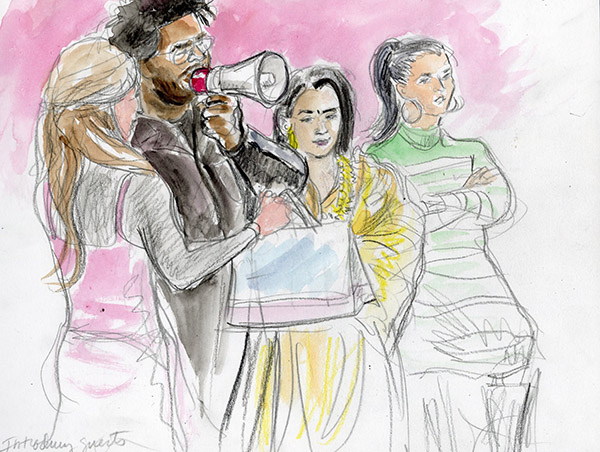 Questlove Museum of Ice Cream Event, illustration by Elizabeth Williams, Sketch Artist
