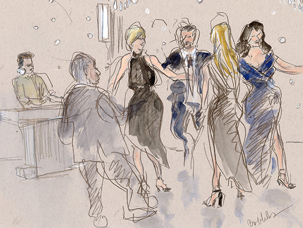 Wedding sketch dancing with bubble, illustration by Elizabeth Williams